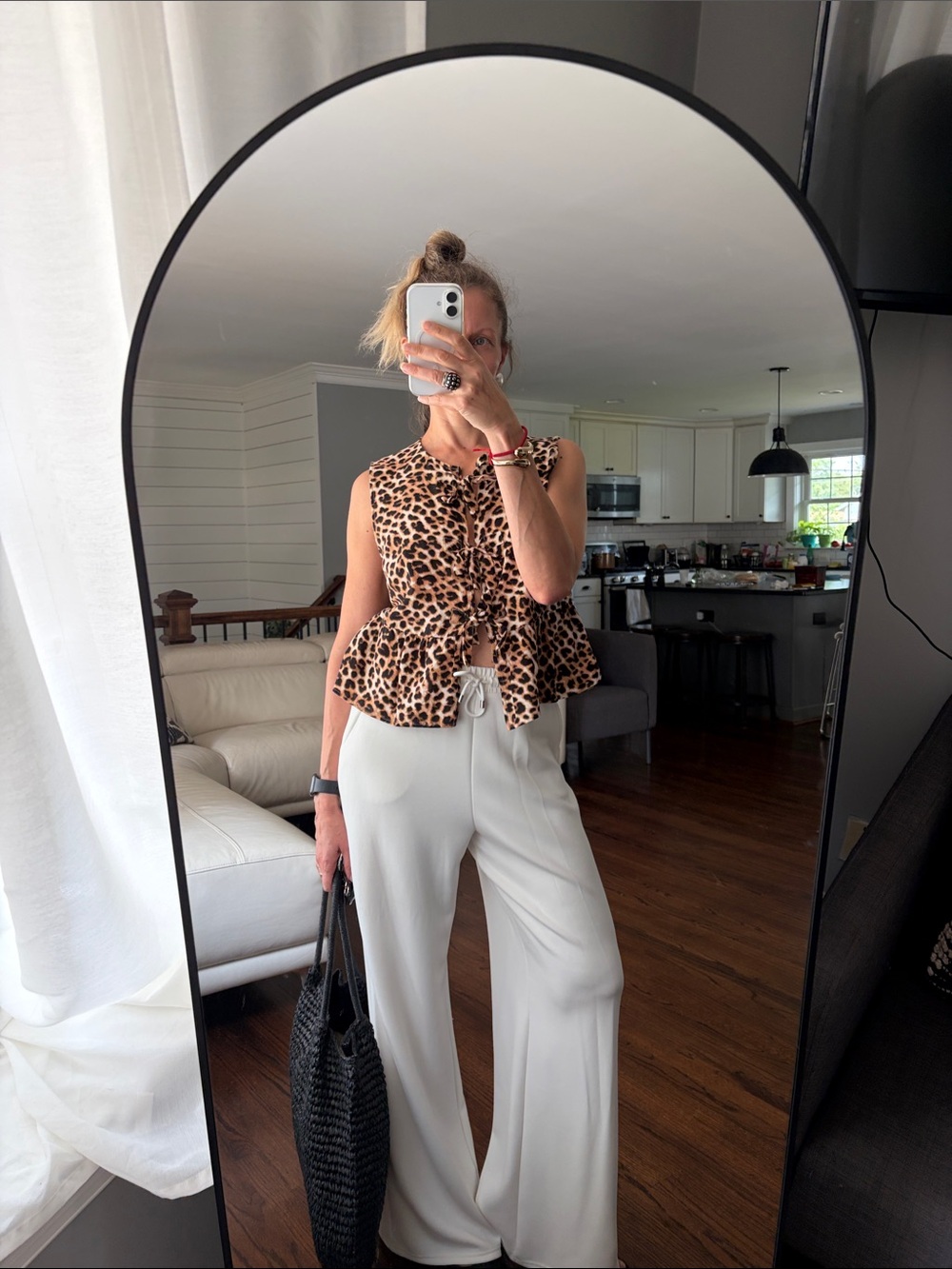 Zara Leopard-Print Peplum Top with bows